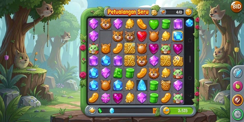 Tampilan gameplay menantang di 8ID dengan elemen warna-warni yang menyenangkan.