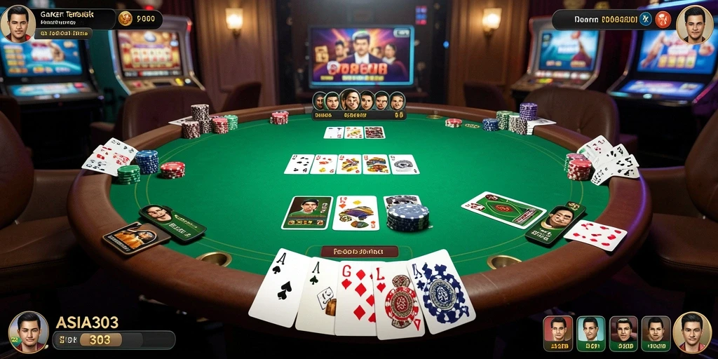 Screenshot gameplay ASIA303 menampilkan suasana bermain poker yang menarik.
