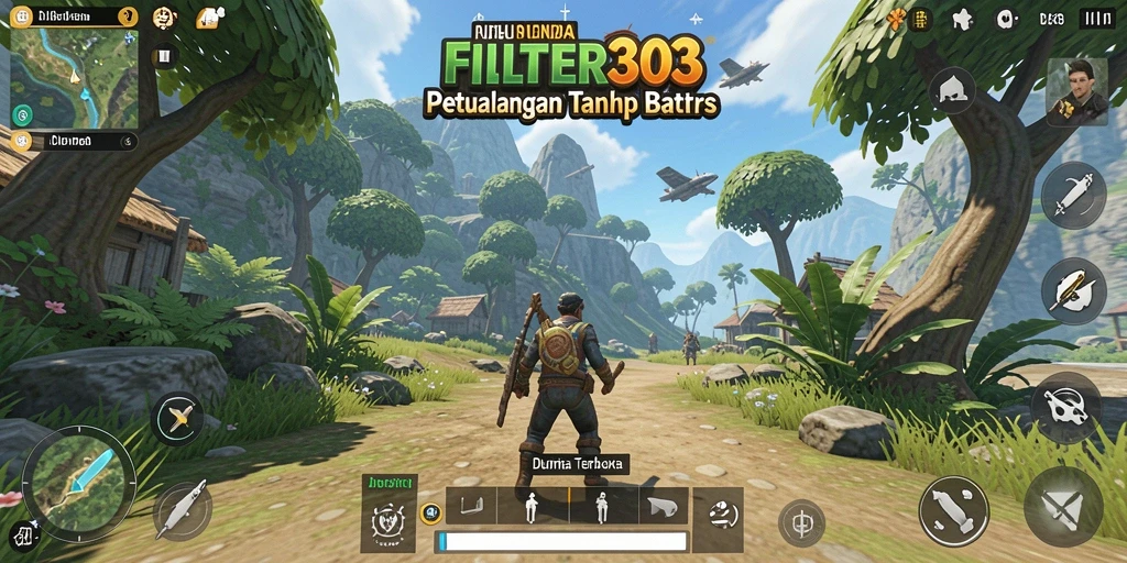 Screenshot gameplay FILTER303 menampilkan petualangan seru di dunia terbuka.