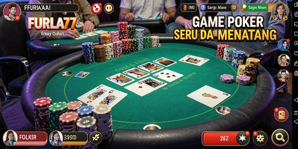 Tampilan gameplay poker di FURLA77 yang seru dan kompetitif.