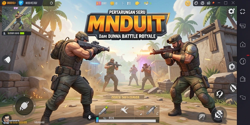 Tangkapan layar MNDUIT menampilkan intensitas pertempuran dalam game Battle Royale.