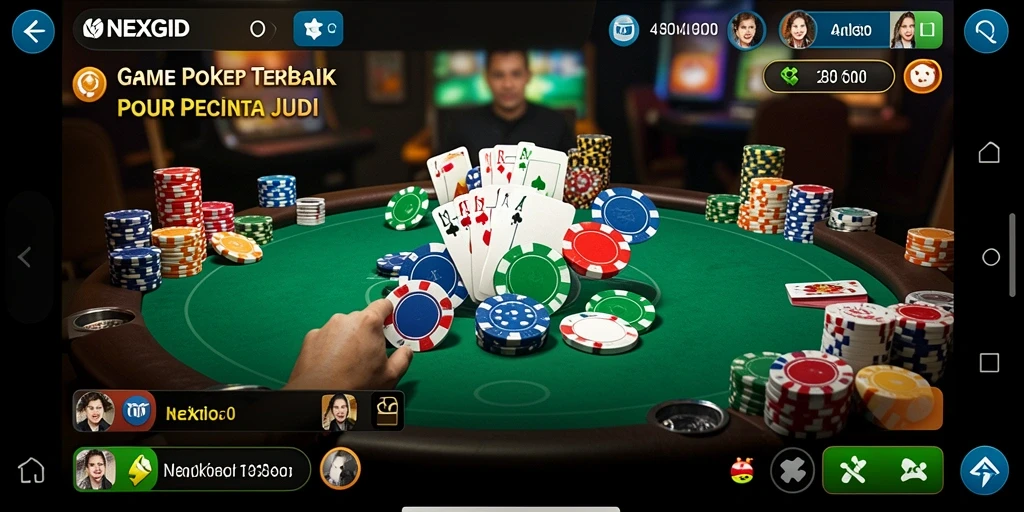 Screenshot gameplay NEXGID menampilkan aksi Poker seru dan interaksi pemain.