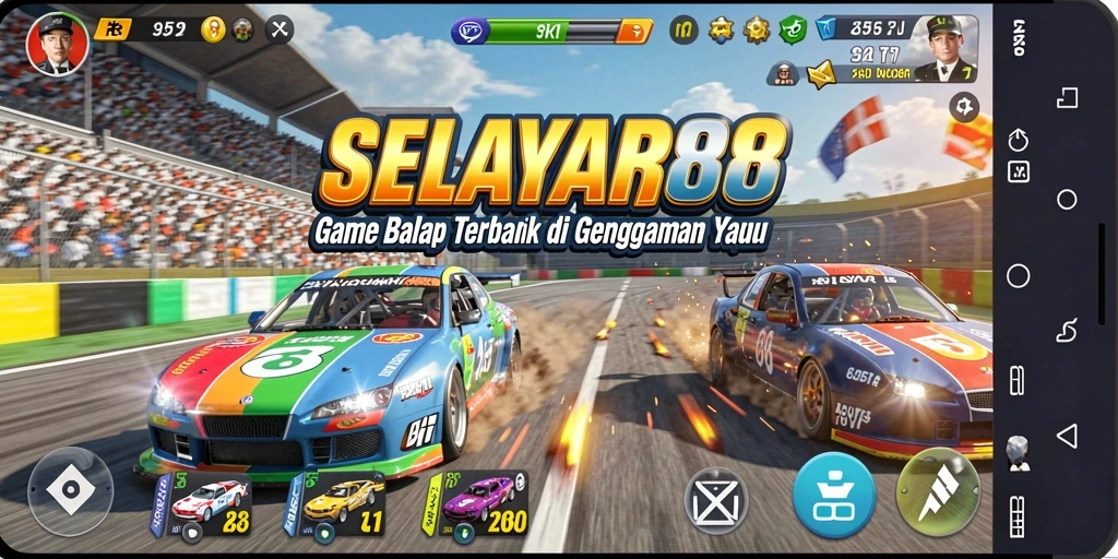 Screenshot gameplay SELAYAR88 menampilkan balapan yang mendebarkan dengan grafis yang menakjubkan.
